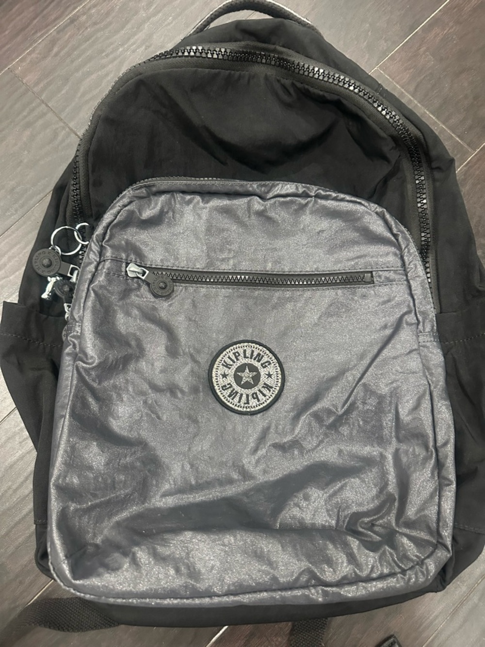 Kipling Seoul Men's Black and Metallic Gray Backpack